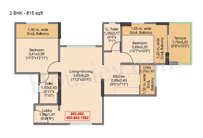 Venkatesh Viom Unit plan - 815 sq.ft.