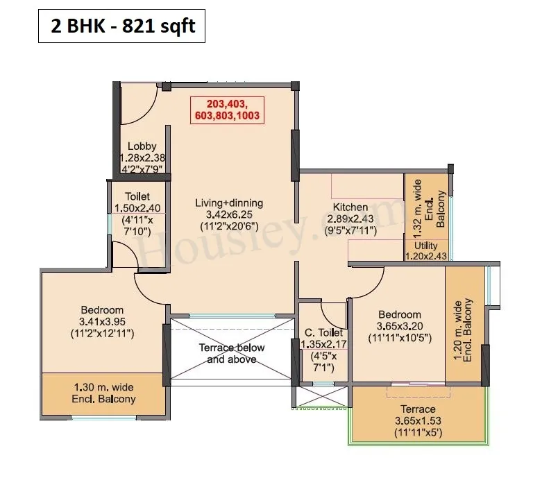 Venkatesh Viom Unit plan - 821 sq.ft.