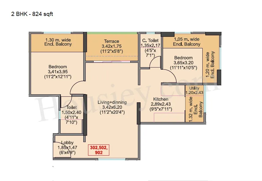 Venkatesh Viom Unit plan - 824 sq.ft.