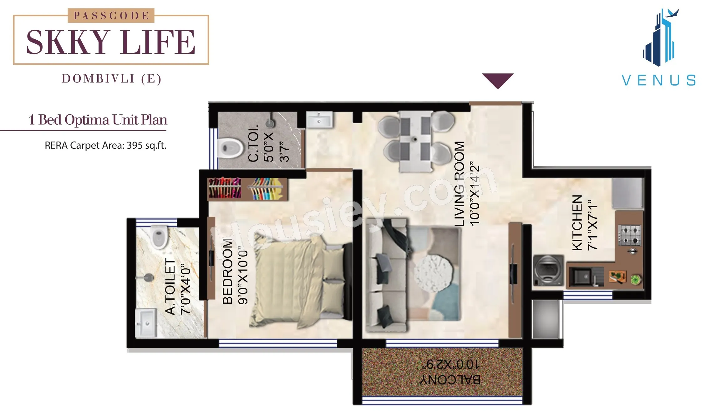 Venus Skky City Unit plan - 395 sq.ft.