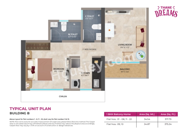 Vihang Marina Unit plan - 375 sq.ft.