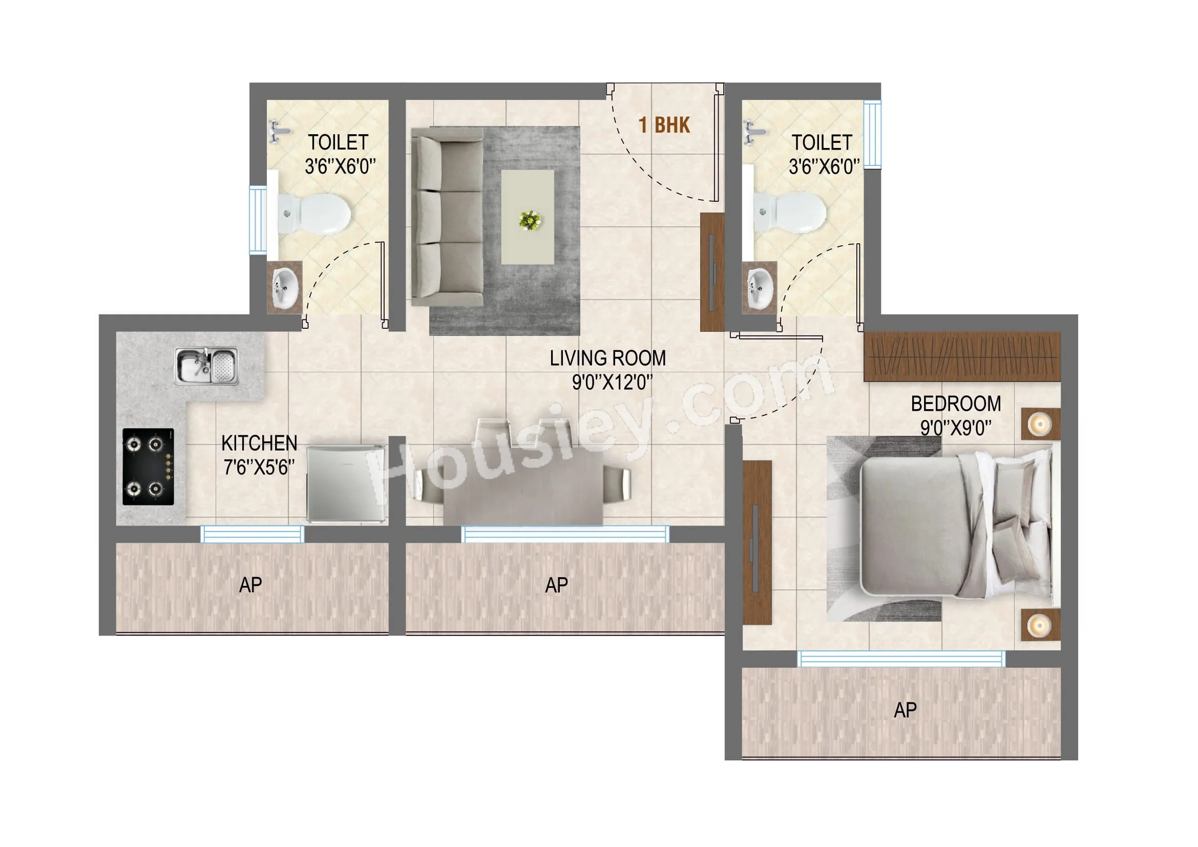 Vinay Harmony Unit plan - 354 sq.ft.
