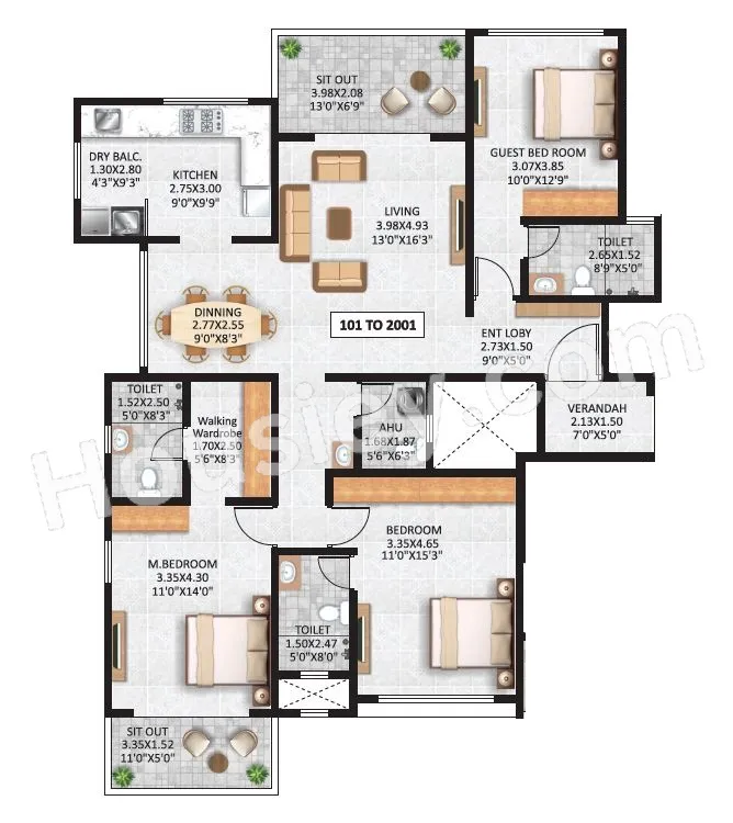 Unit plan - 1433 sq.ft.