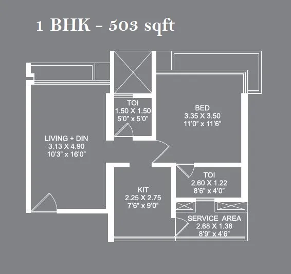 Virtuoso Ananta Unit plan - 503 sq.ft.