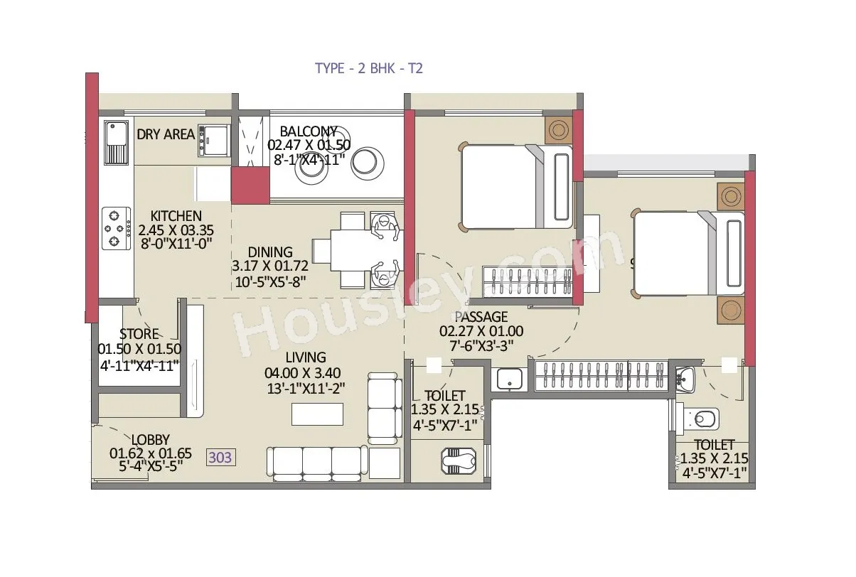 Vision 24 Degree Unit plan - 754 sq.ft.