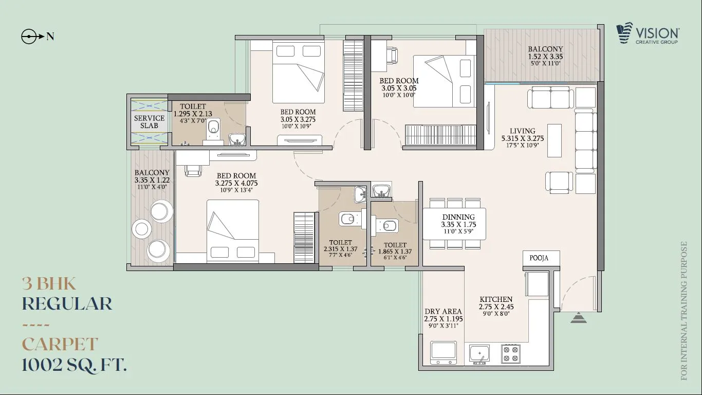 Vision Altia Unit plan - 1002 sq.ft.