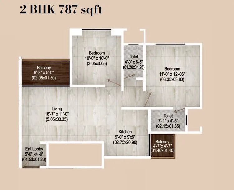 Vision Aristo Unit plan - 787 sq.ft.
