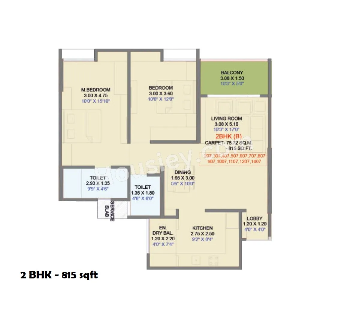 Visoka Keystone Unit plan - 815 sq.ft.