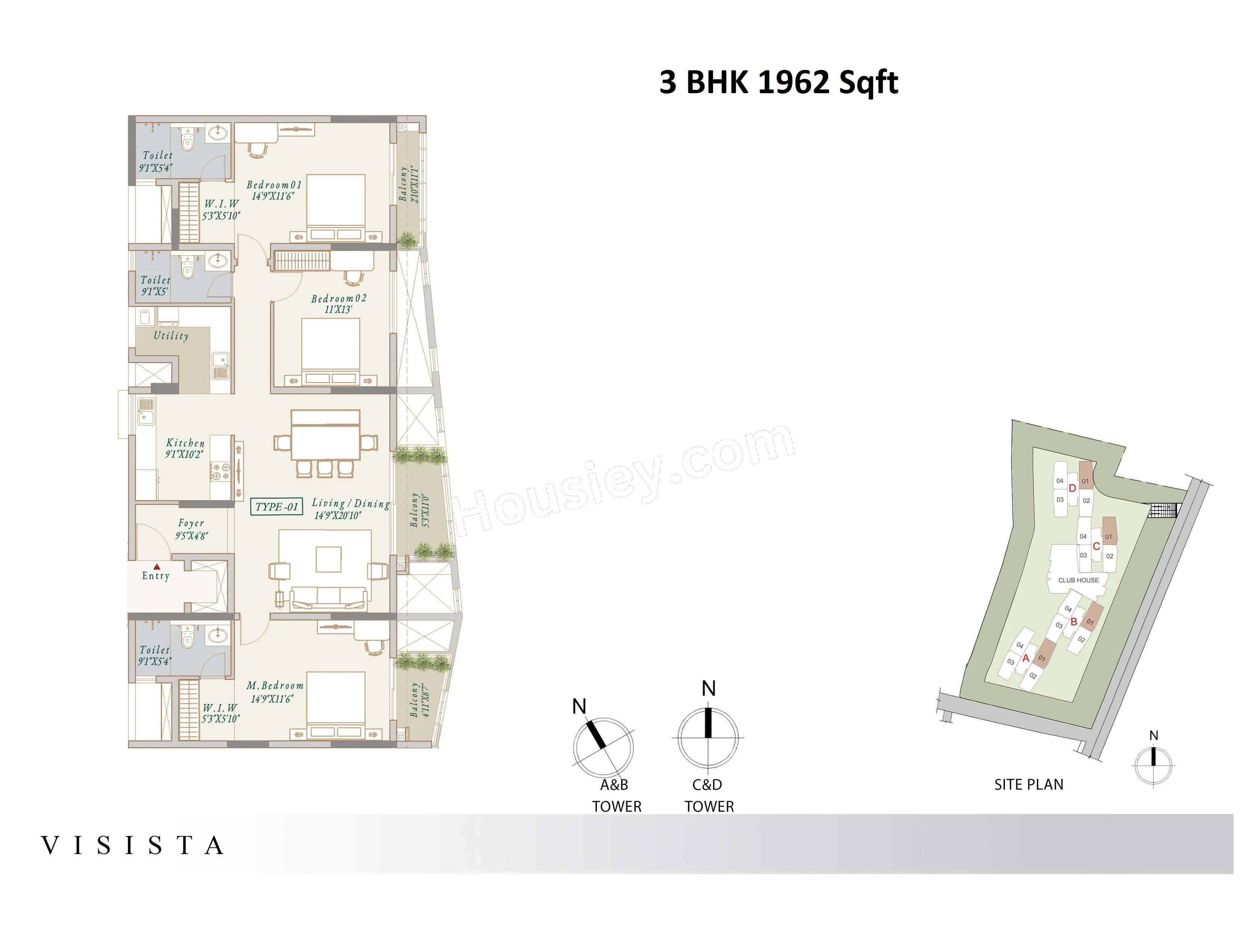 Vista Visista Unit plan - 1239 sq.ft.