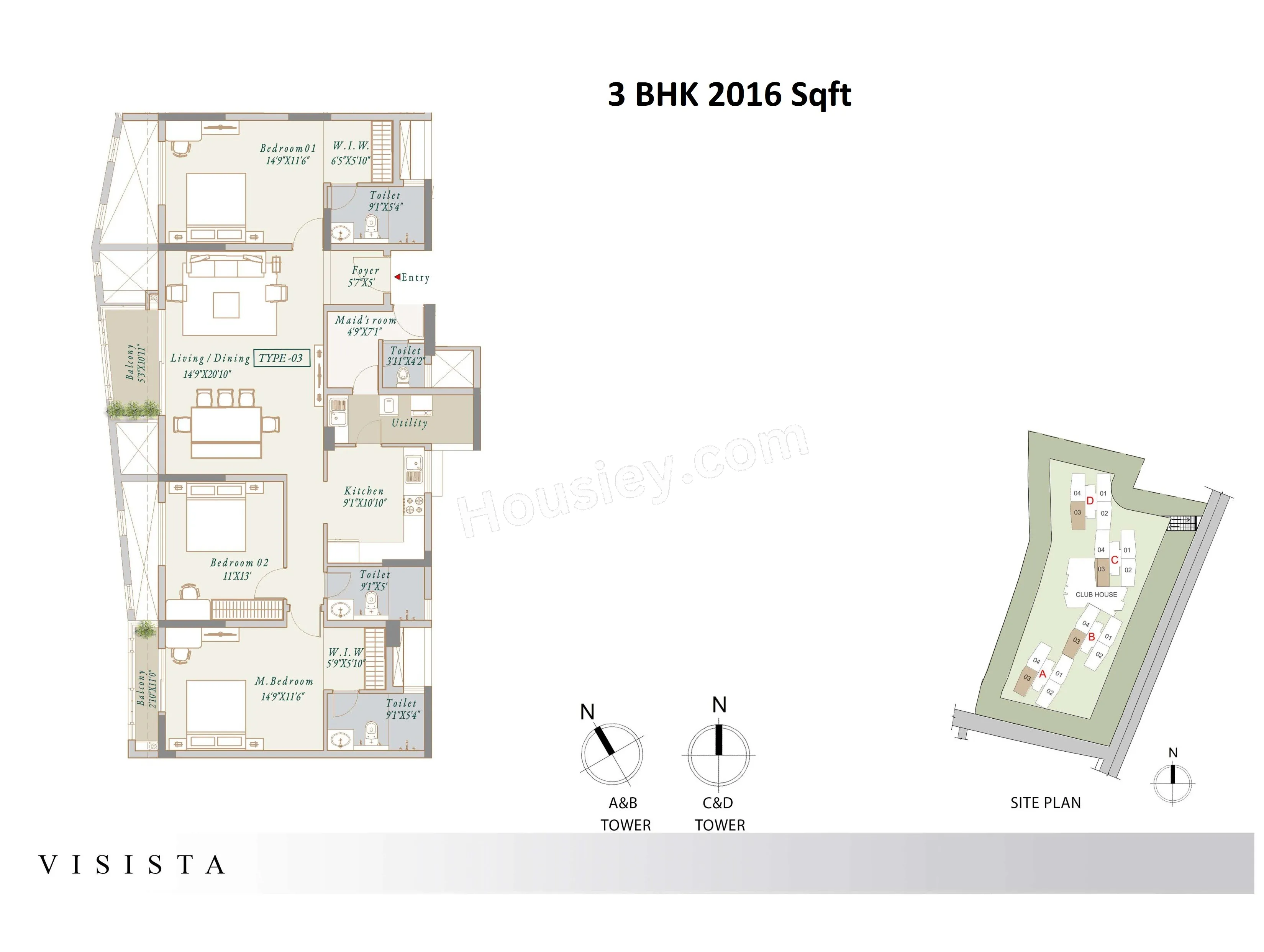 Vista Visista Unit plan - 1318 sq.ft.