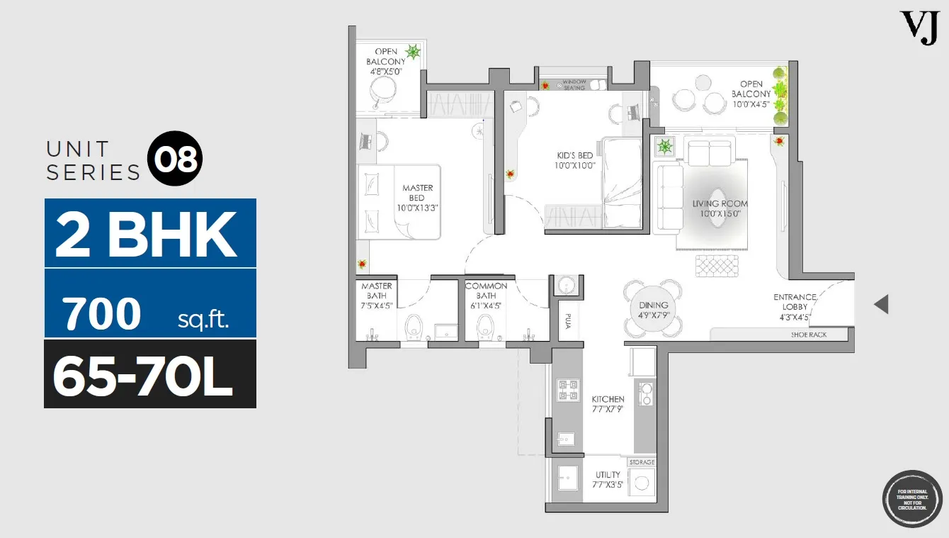 VJ Yashone Eternitee phase 2 Unit plan - 700 sq.ft.