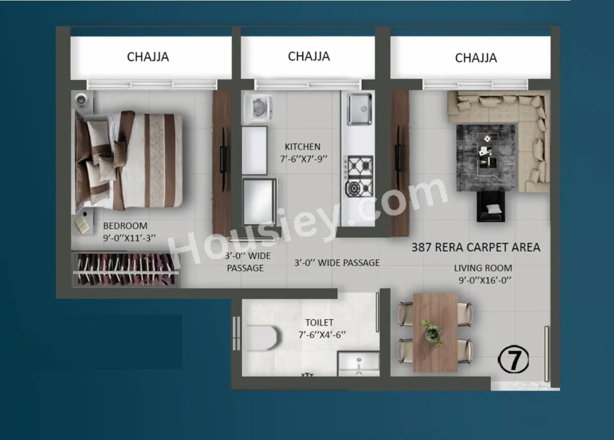 Walchand Avenue Unit plan - 387 sq.ft.