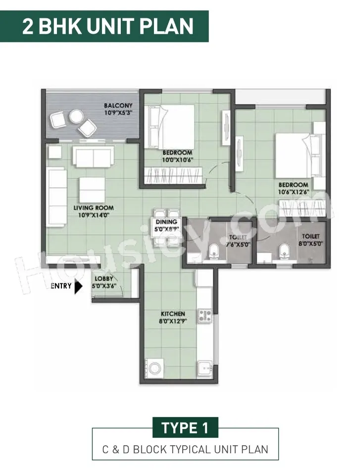 Wamanbhau 121 Paradise Unit plan - 747 sq.ft.