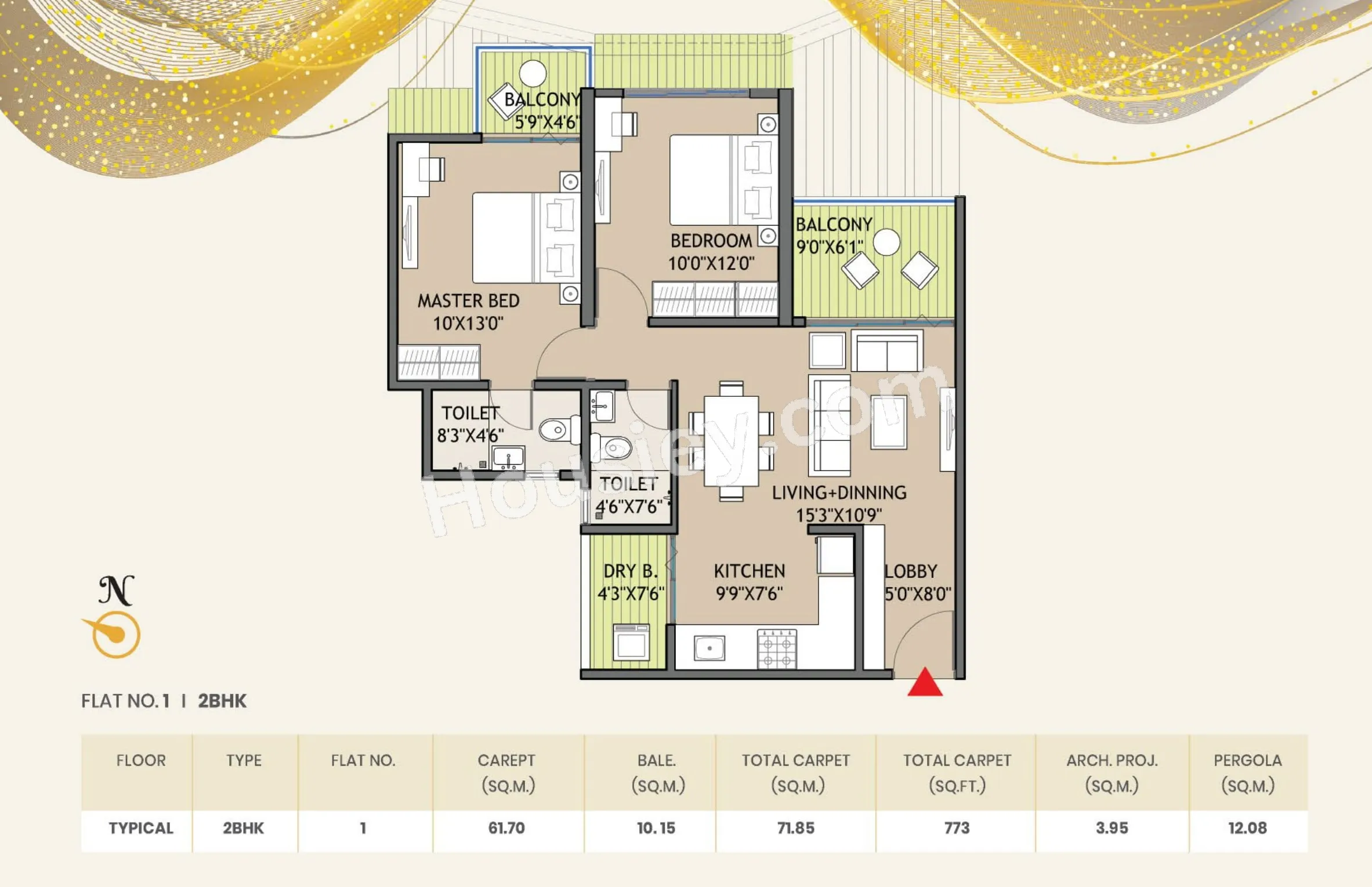Wellwisher Abode Unit plan - 773 sq.ft.