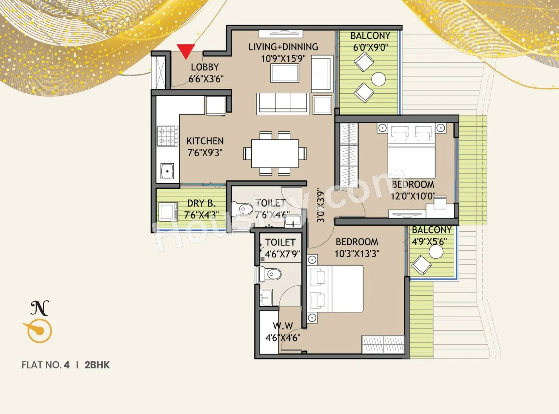 Wellwisher Abode Unit plan - 793 sq.ft.