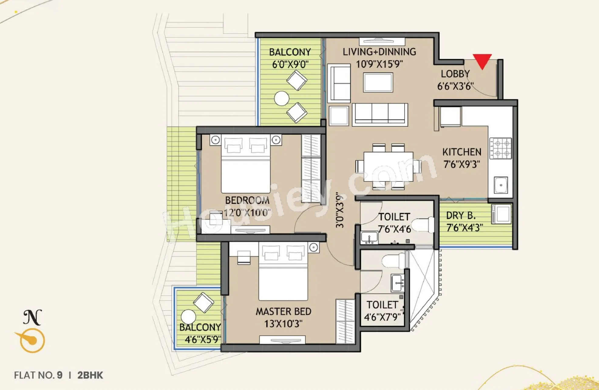 Wellwisher Abode Unit plan - 798 sq.ft.