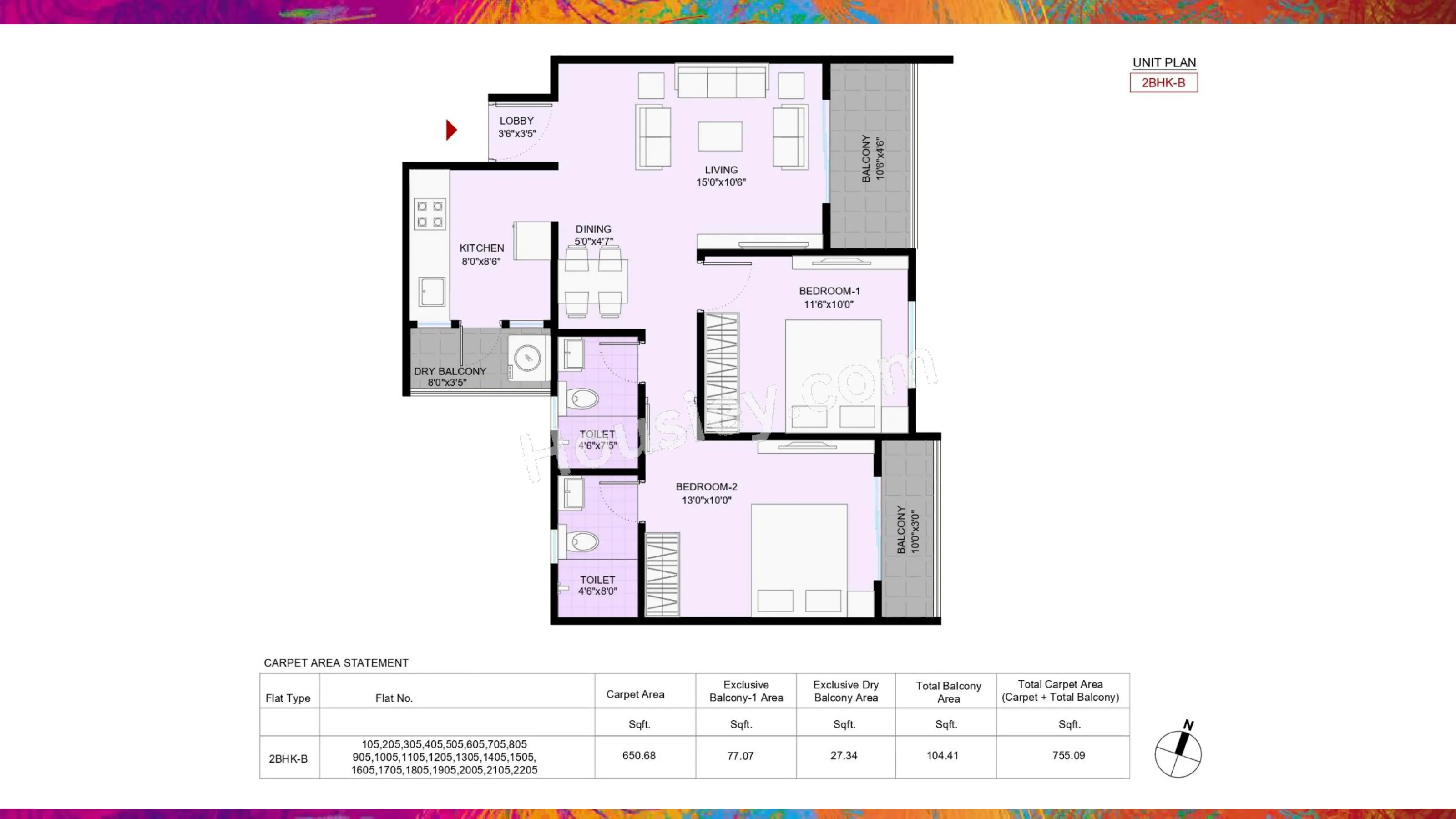 Welworth Purnam Unit plan - 755 sq.ft.