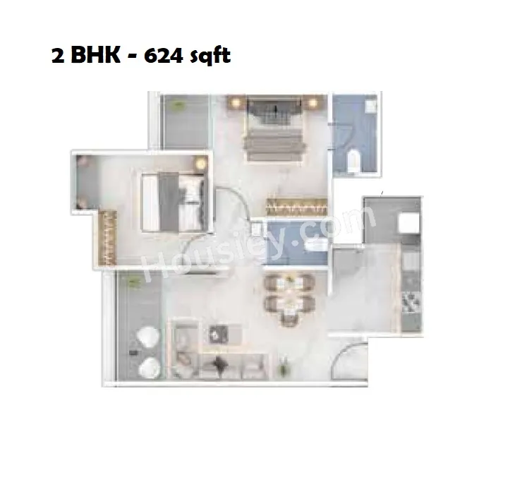 Yash Grecia Unit plan - 624 sq.ft.
