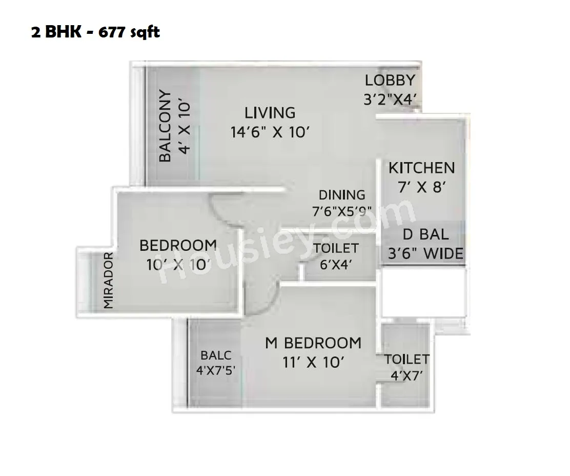 Yash Grecia Unit plan - 677 sq.ft.