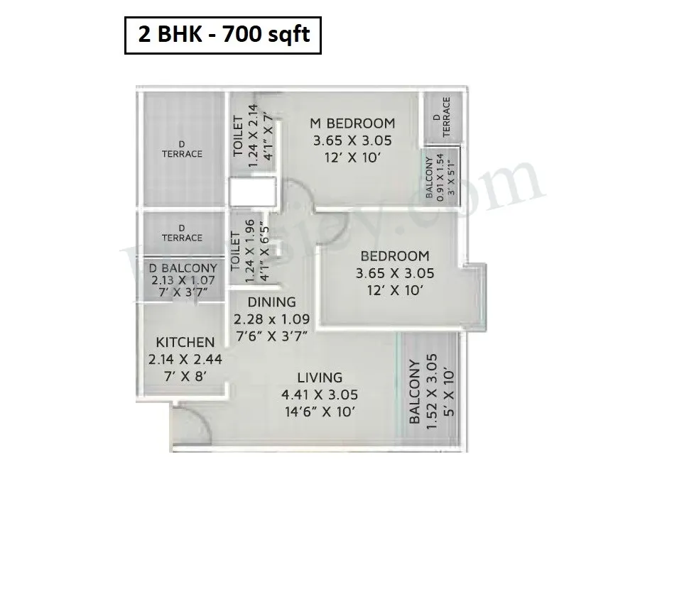 Yash Grecia Unit plan - 700 sq.ft.