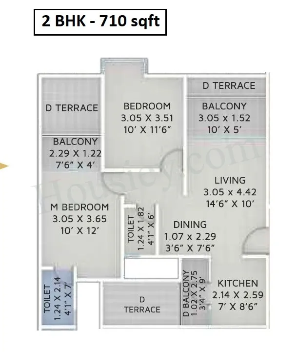 Yash Grecia Unit plan - 709 sq.ft.