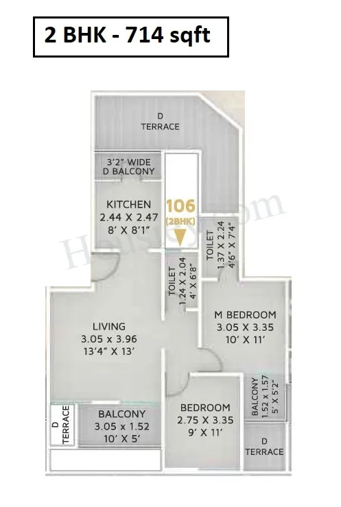 Yash Grecia Unit plan - 714 sq.ft.