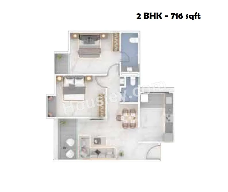 Yash Grecia Unit plan - 716 sq.ft.