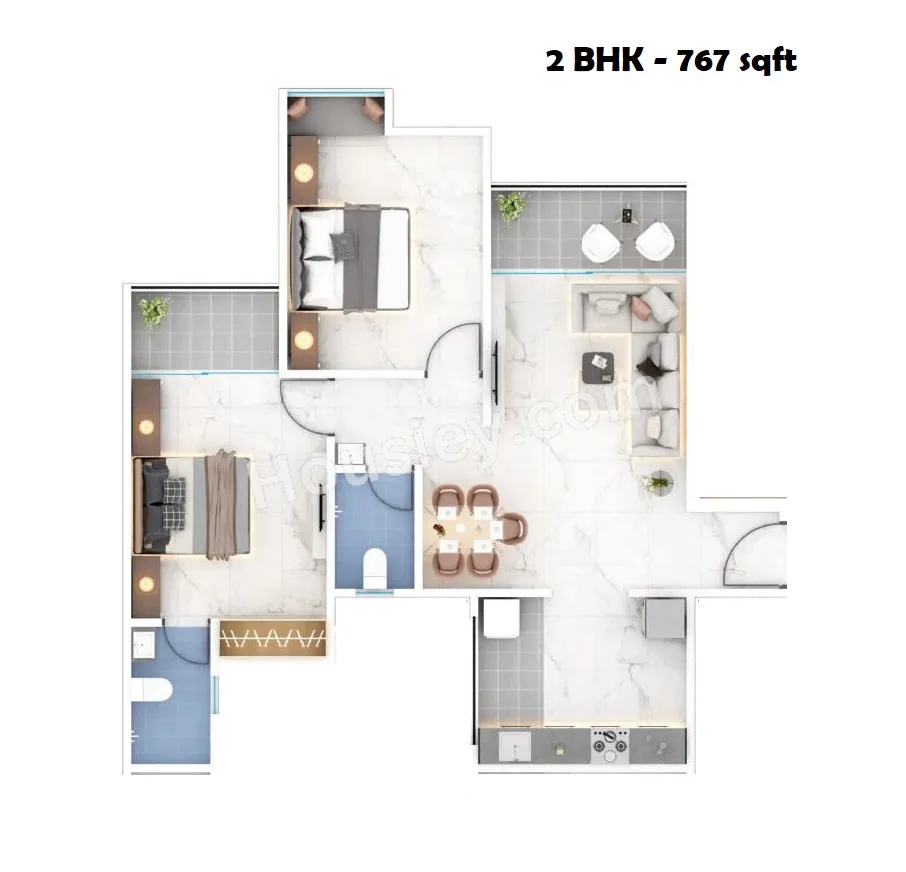 Yash Grecia Unit plan - 767 sq.ft.