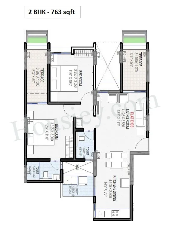 Yashada Epic Unit plan - 763 sq.ft.