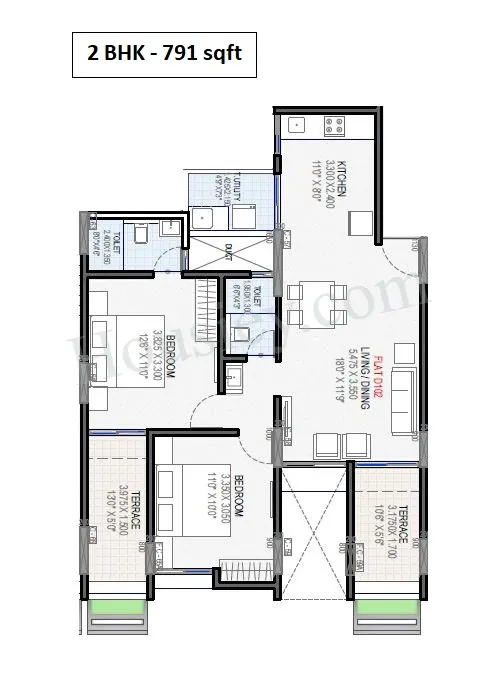 Yashada Epic Unit plan - 791 sq.ft.