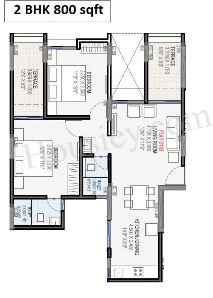 Yashada Epic Unit plan - 800 sq.ft.