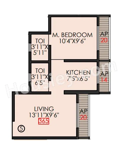 Yashwant Avenue 2 Unit plan - 365 sq.ft.