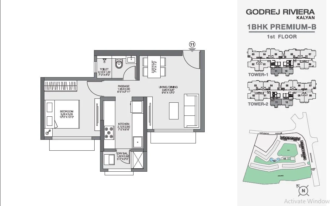 Unit plan - 371 sq.ft.