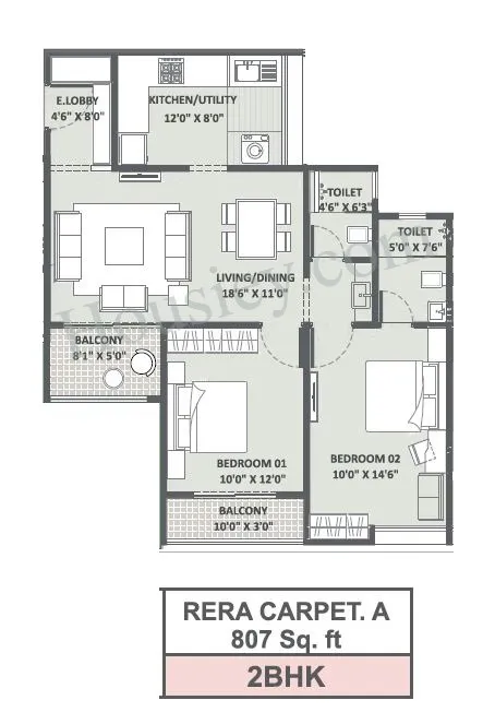 iLife Upper NIBM Unit plan - 807 sq.ft.