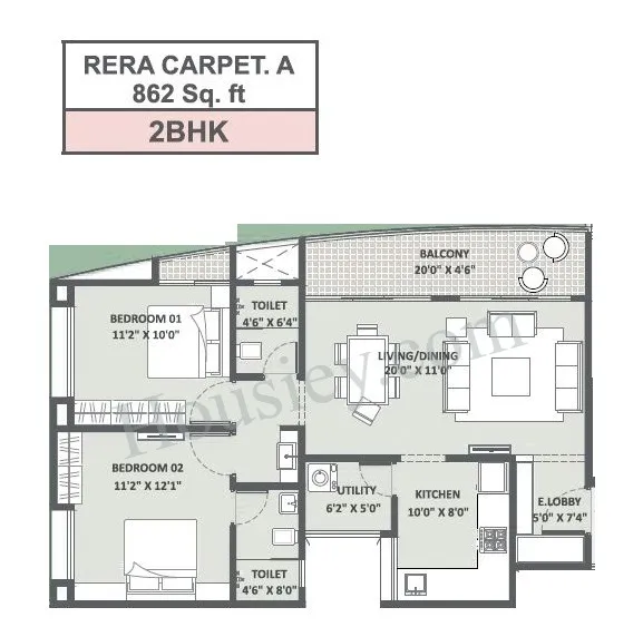 iLife Upper NIBM Unit plan - 862 sq.ft.