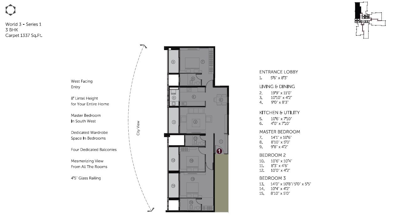 Solitaire World Unit plan - 1337 sq.ft.