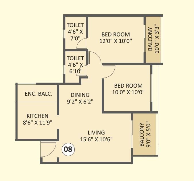Basil Vrundavan Unit plan - 747 sq.ft.