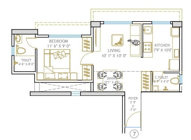 Unit plan - 428 sq.ft.