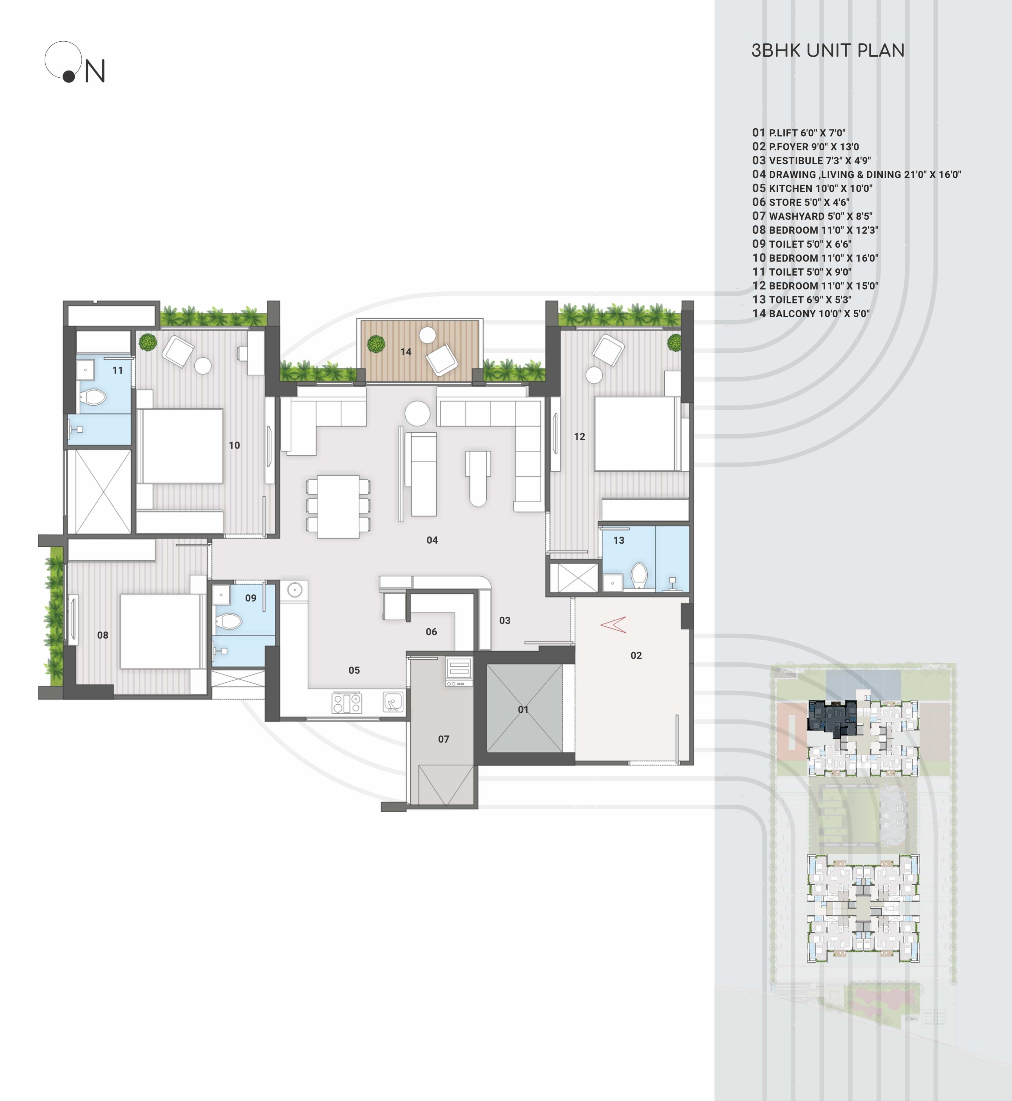 Unit plan - 1410 sq.ft.