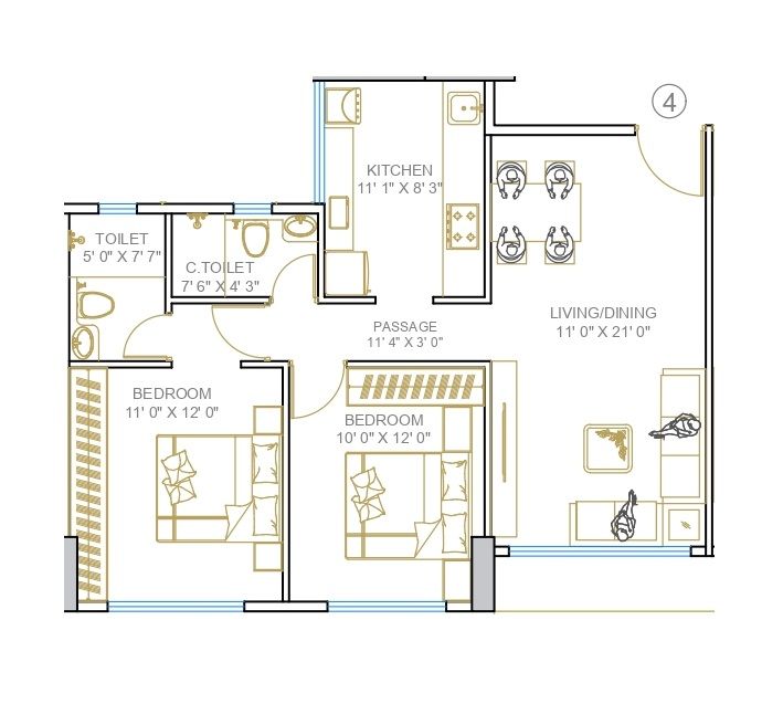 Unit plan - 717 sq.ft.