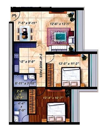 Unit plan - 738 sq.ft.