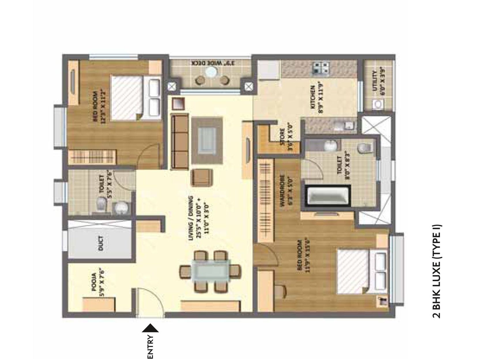 Lodha Meridian Unit plan - 712 sq.ft.