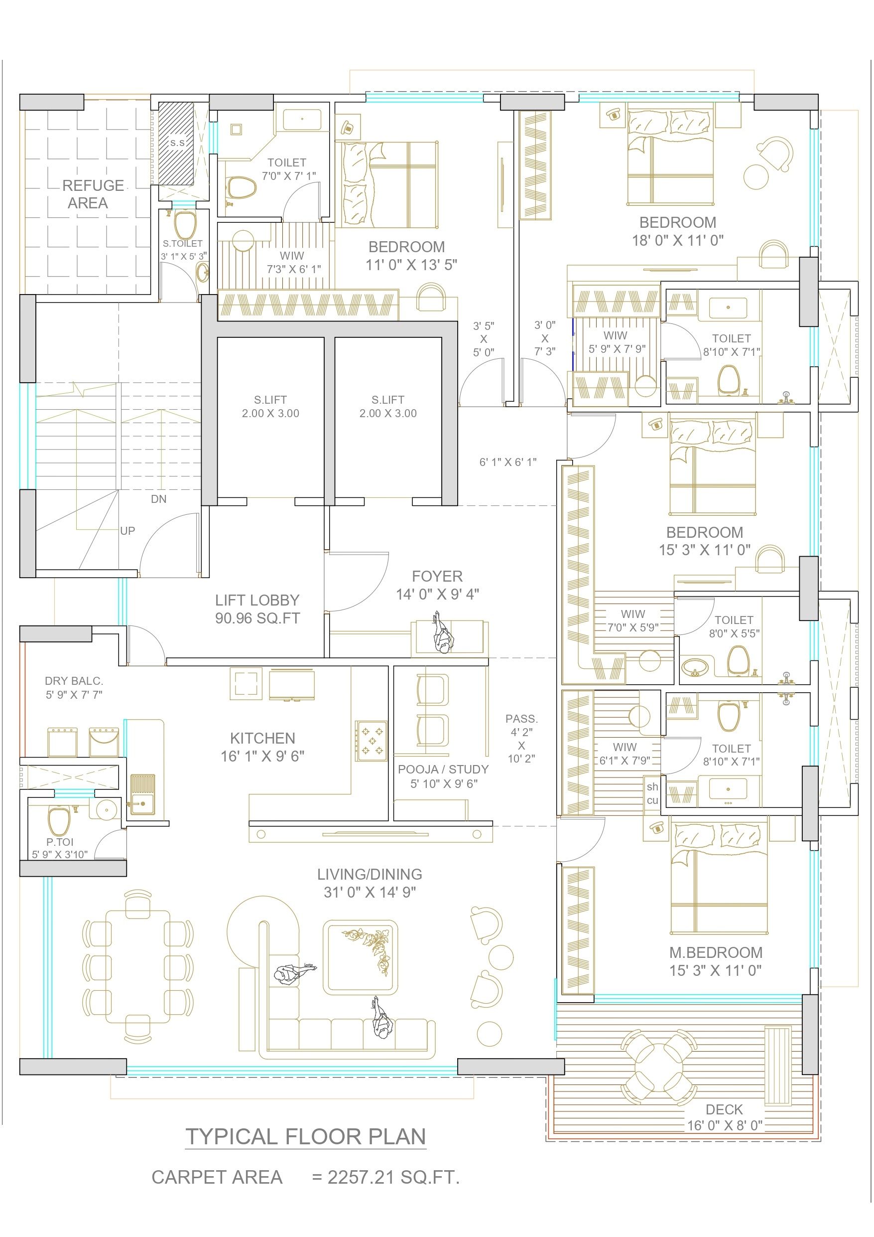 Shanti Park View Unit plan - 2257 sq.ft.