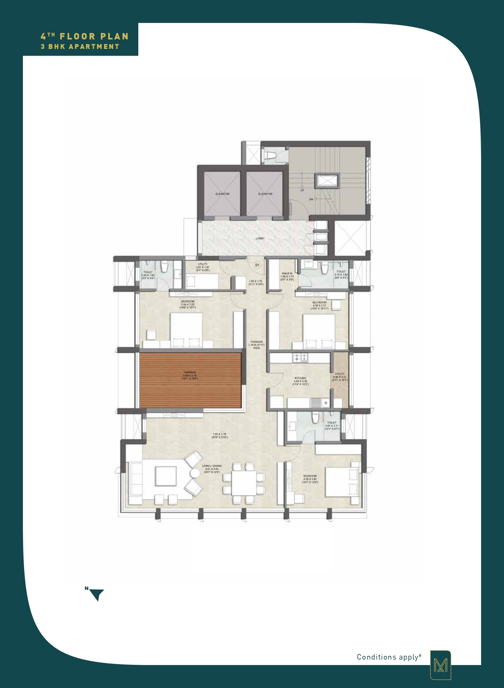 Kalpataru Matru Ashish Unit plan - 1613 sq.ft.
