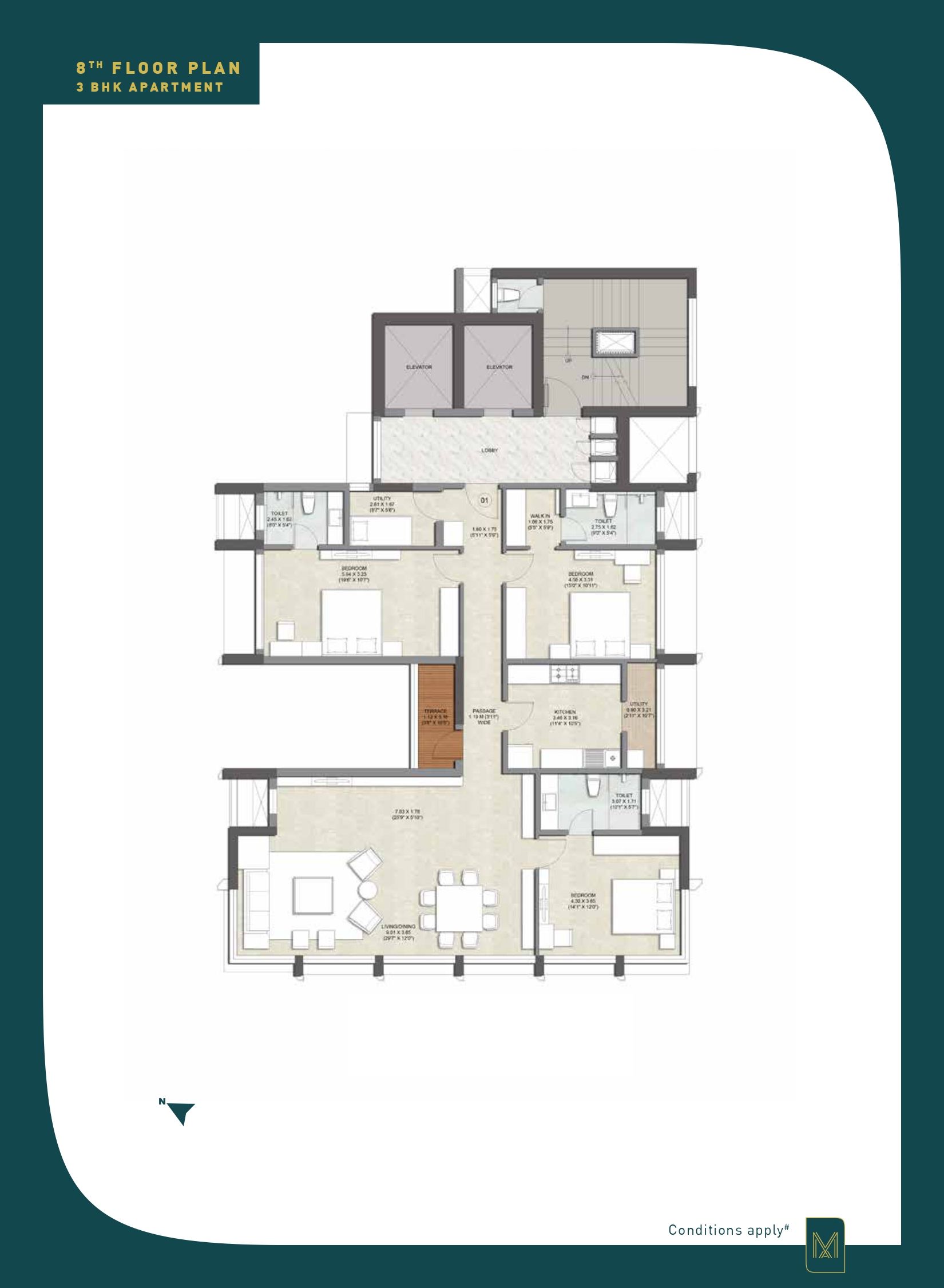 Kalpataru Matru Ashish Unit plan - 1666 sq.ft.