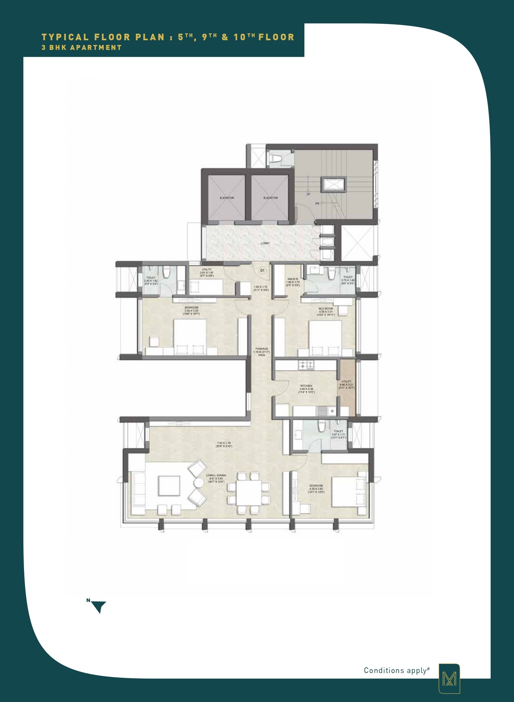 Kalpataru Matru Ashish Unit plan - 1848 sq.ft.