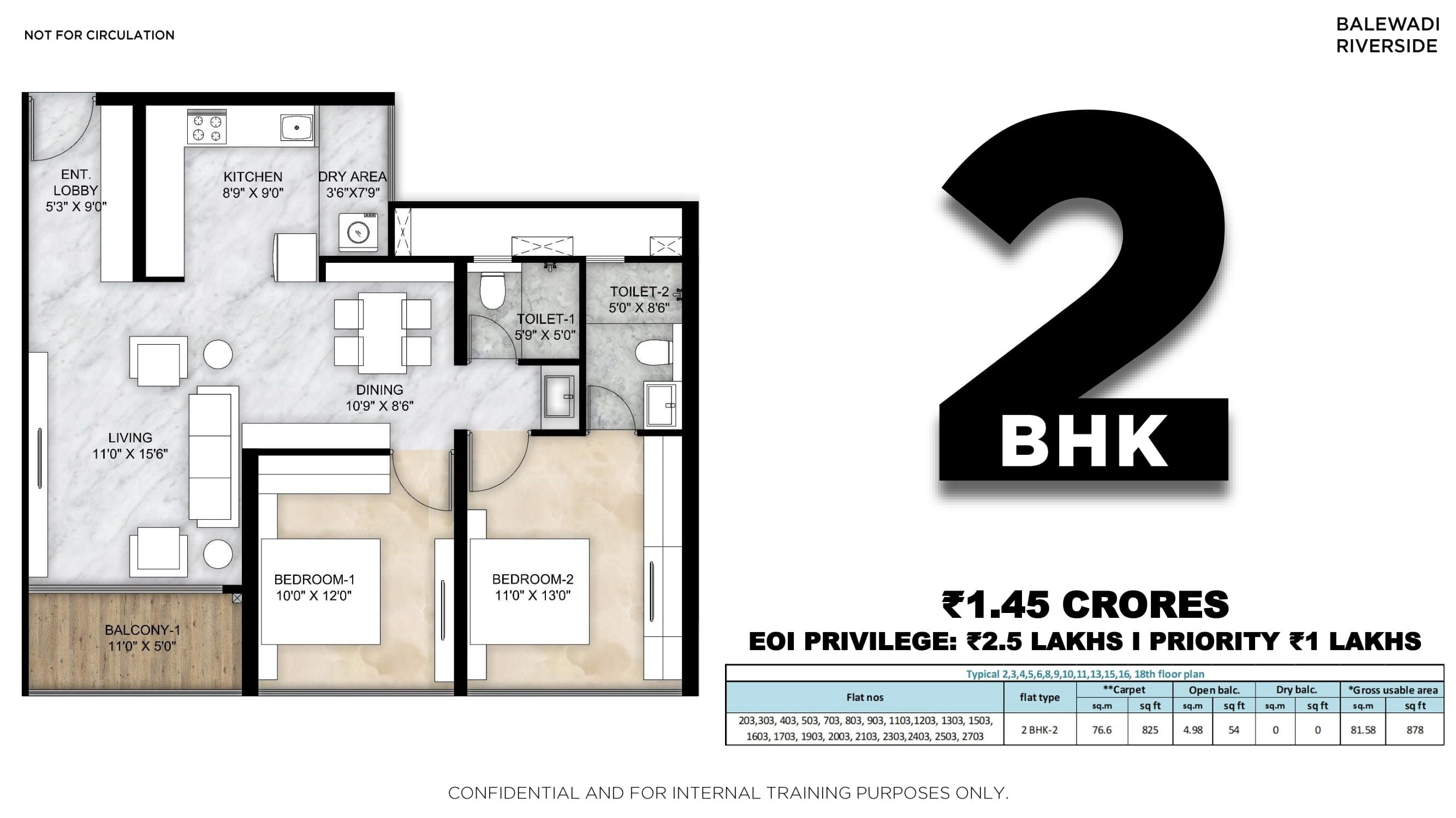 Mantra Balewadi Unit plan - 879 sq.ft.