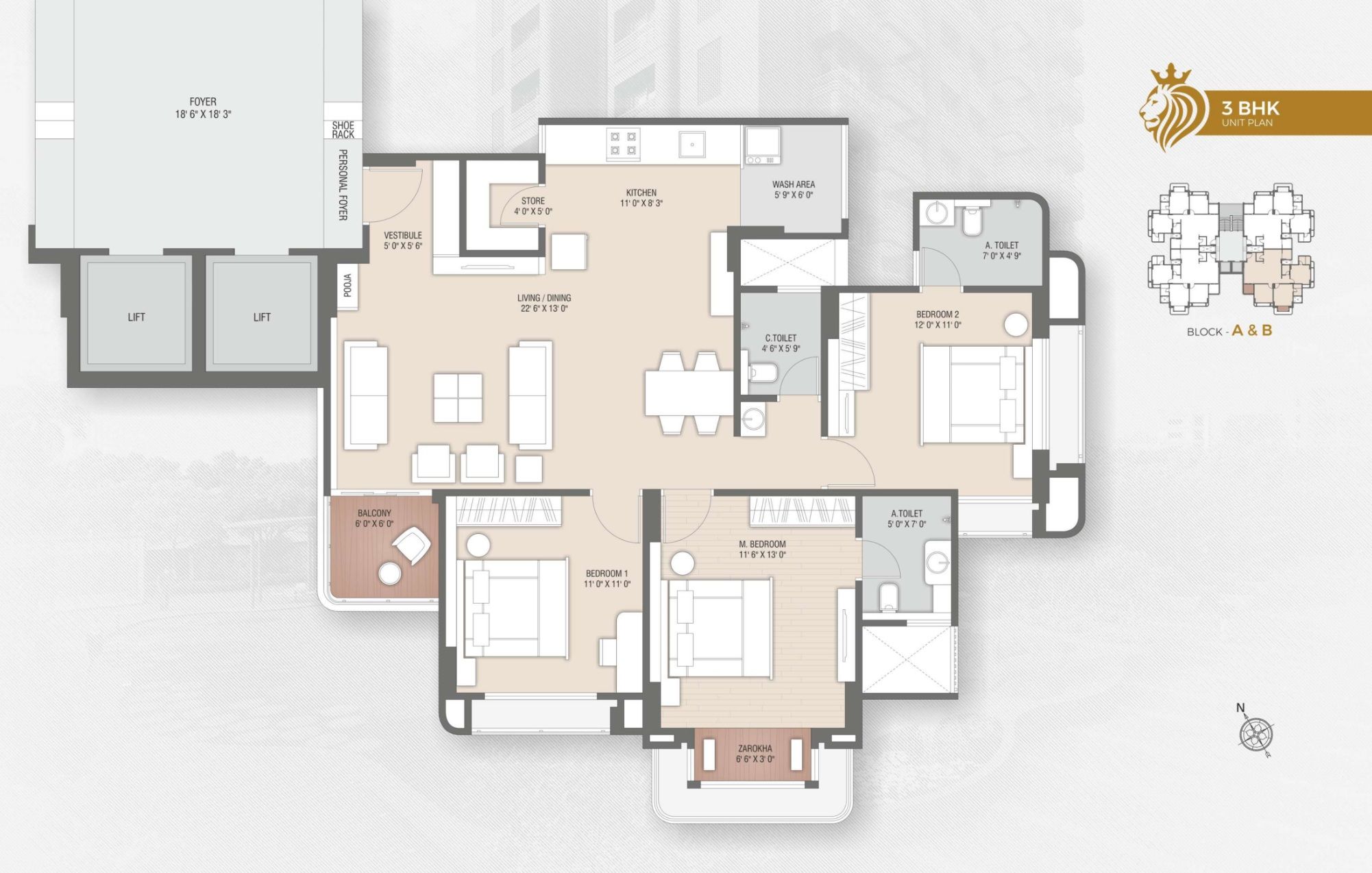 Unit plan - 1125 sq.ft.