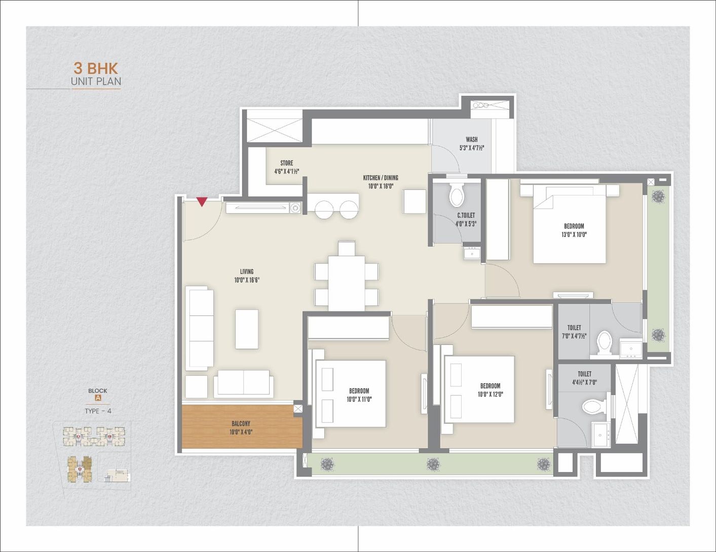 Unit plan - 968 sq.ft.