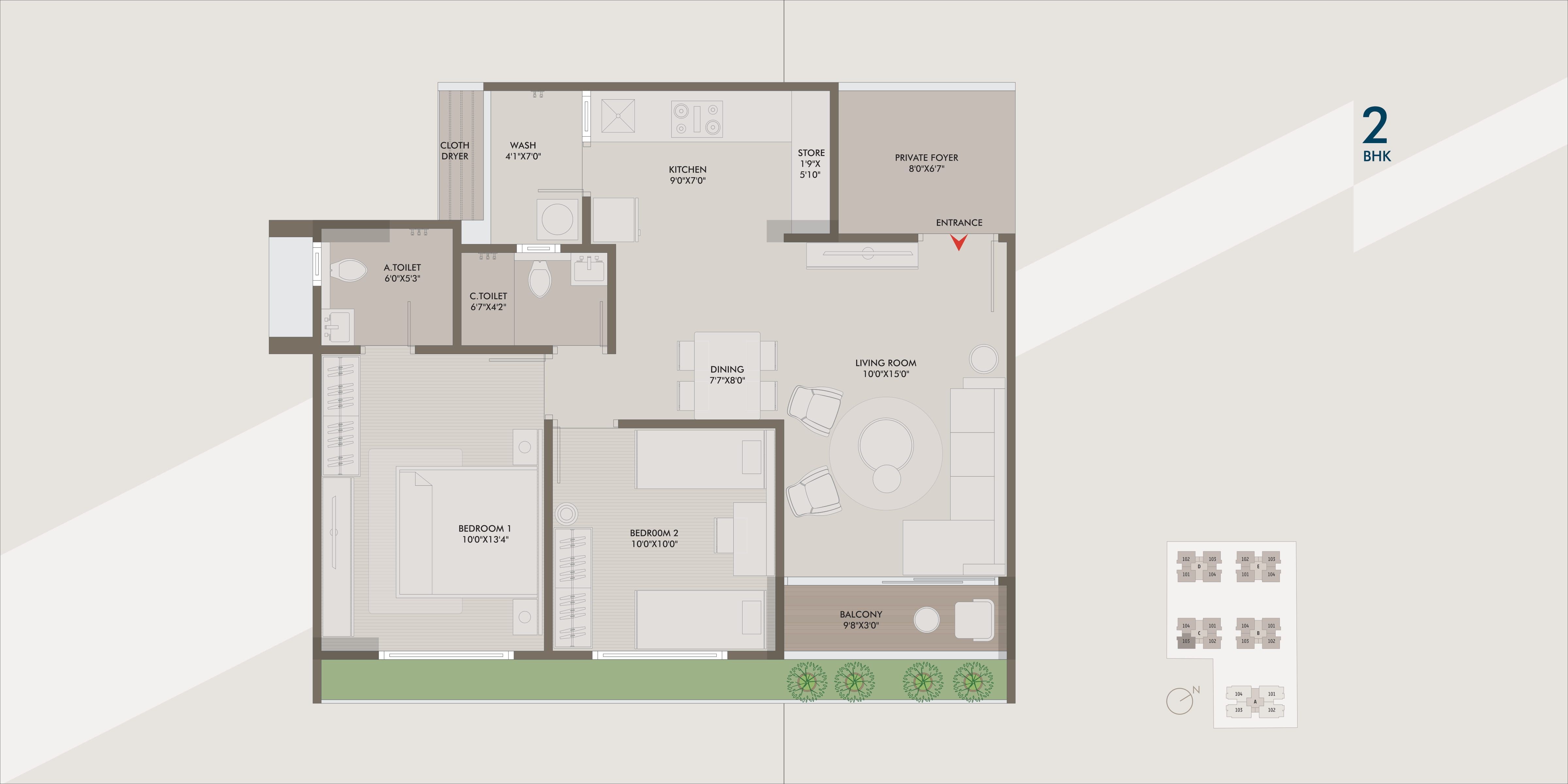 Unit plan - 710 sq.ft.